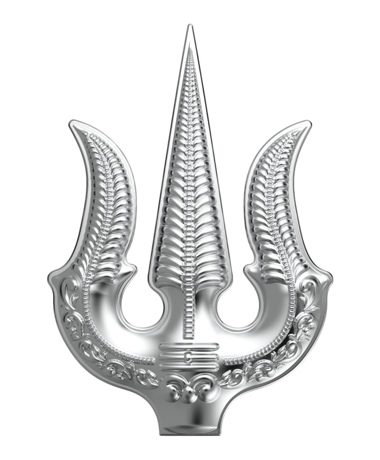 Steel die engraved with trident (trishul) motif