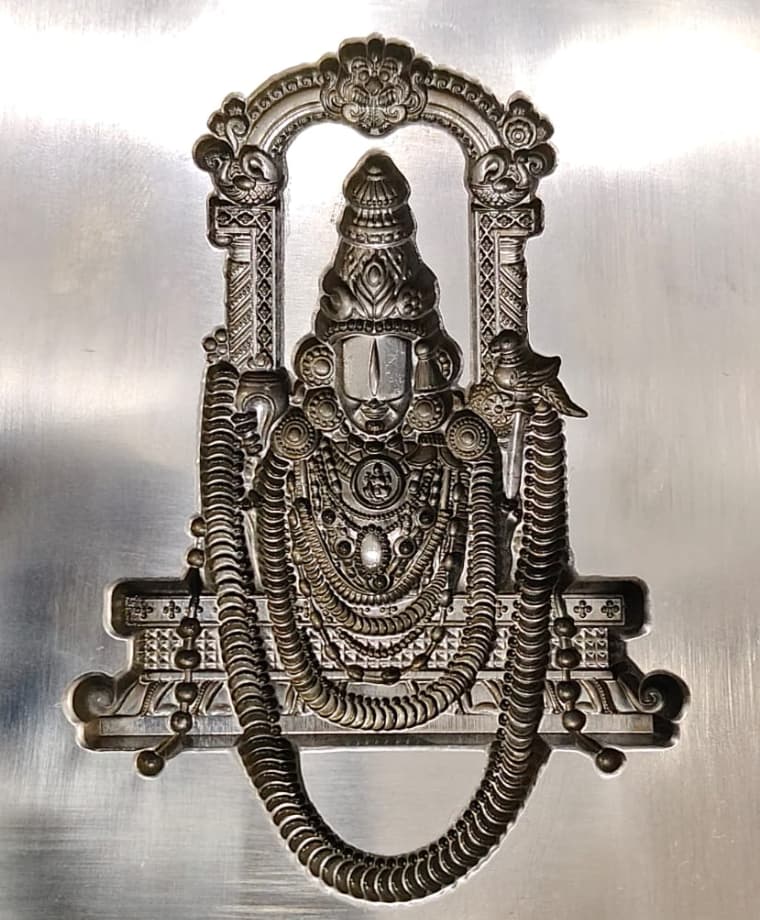 Steel die engraved with Lord Balaji deity motif